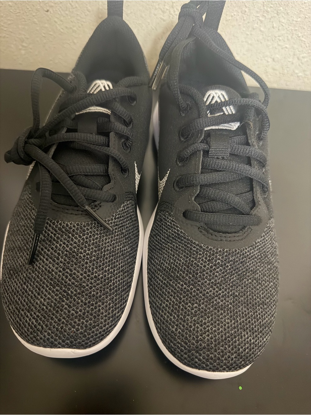 Nike Black Knit Running Sneakers with White Sole